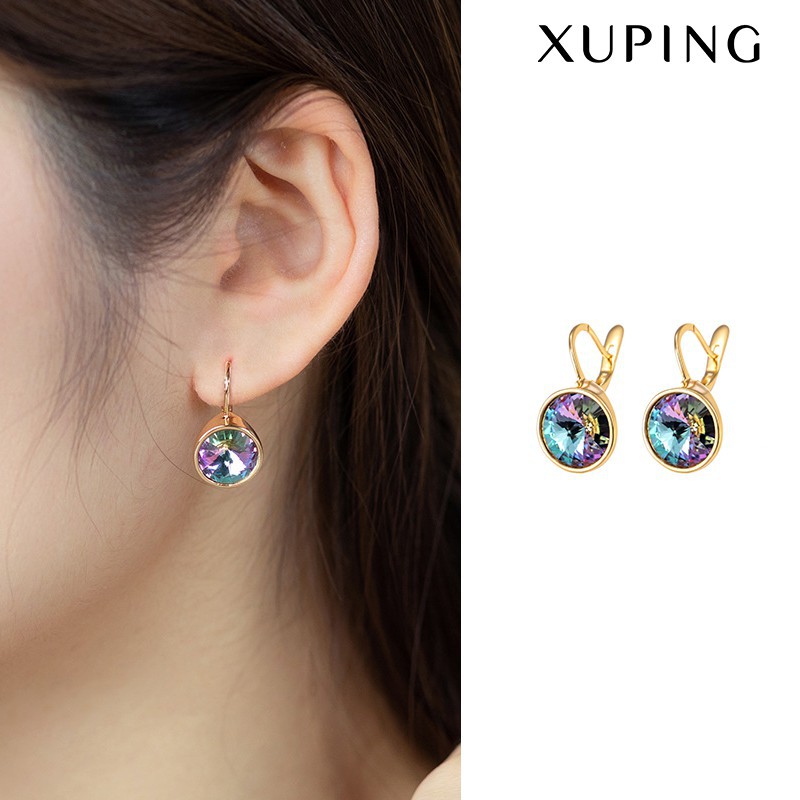 Bông Tai Nữ Mạ Vàng 18K, Mặt Tinh Thể Từ Swarovski Ánh Tím Cao Cấp - XPBT81