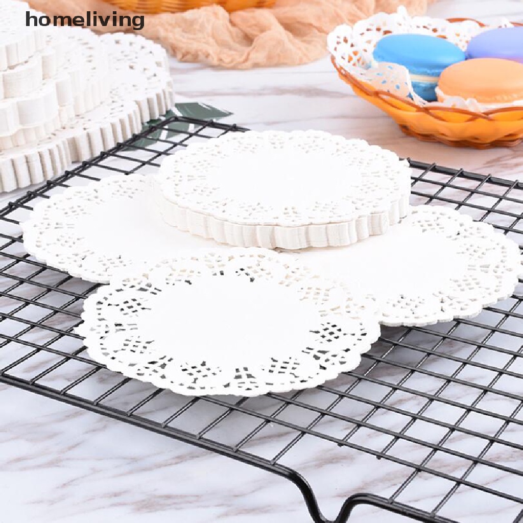 Bộ 100 Miếng Lót Bánh Hình Tròn Bằng Giấy Phối Ren Xinh Xắn