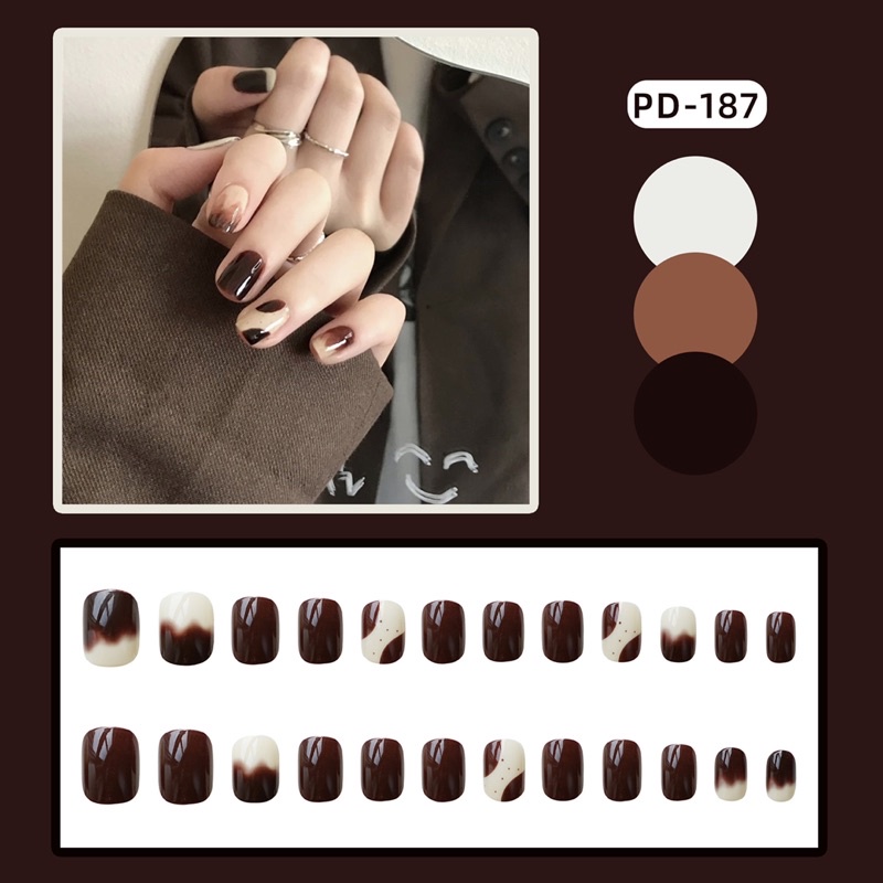 Set 24 móng giả N423 dáng móng ngắn ( Tặng kèm keo và dũa )