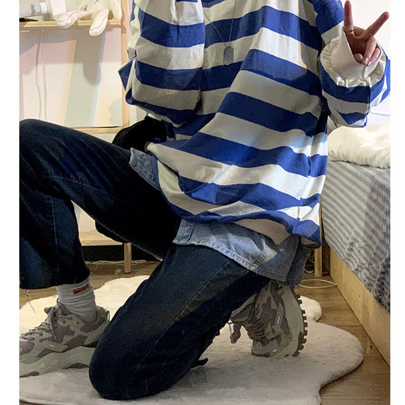 Quần jean nữ ống rộng lưng cao phong cách retro thời trang mùa thu 2021