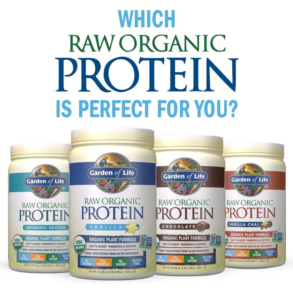 Bột pha sữa thuần chay hữu cơ Garden of Life Raw Organic Protein