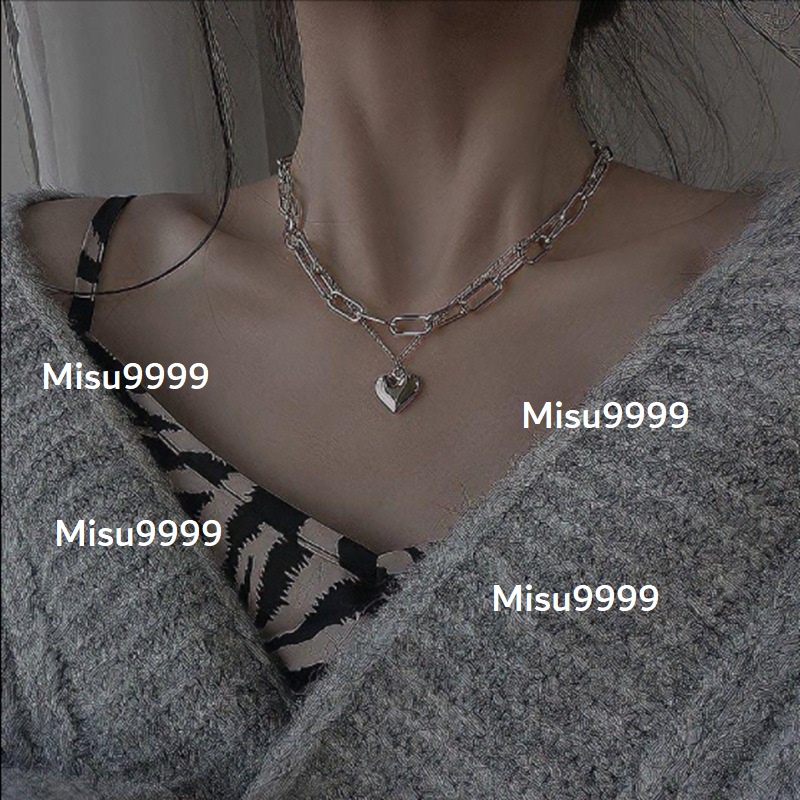 Dây chuyền tim đặc 2 lớp dây