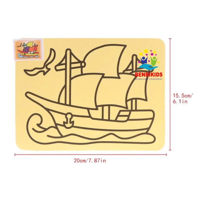 Combo 6 Bộ Tranh Cát Nghệ Thuật Giúp Bé Tự Tô Màu