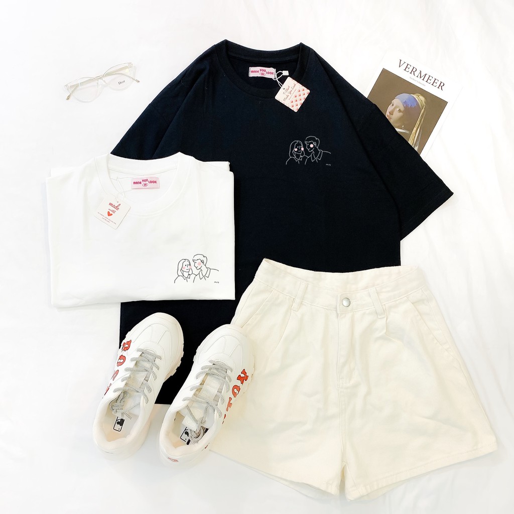 Áo thun tay lỡ  Couple Má Hồng  phông Unisex nam nữ tee oversize form rộng pull Ulzzang Streetwear Hàn Quốc vải mềm