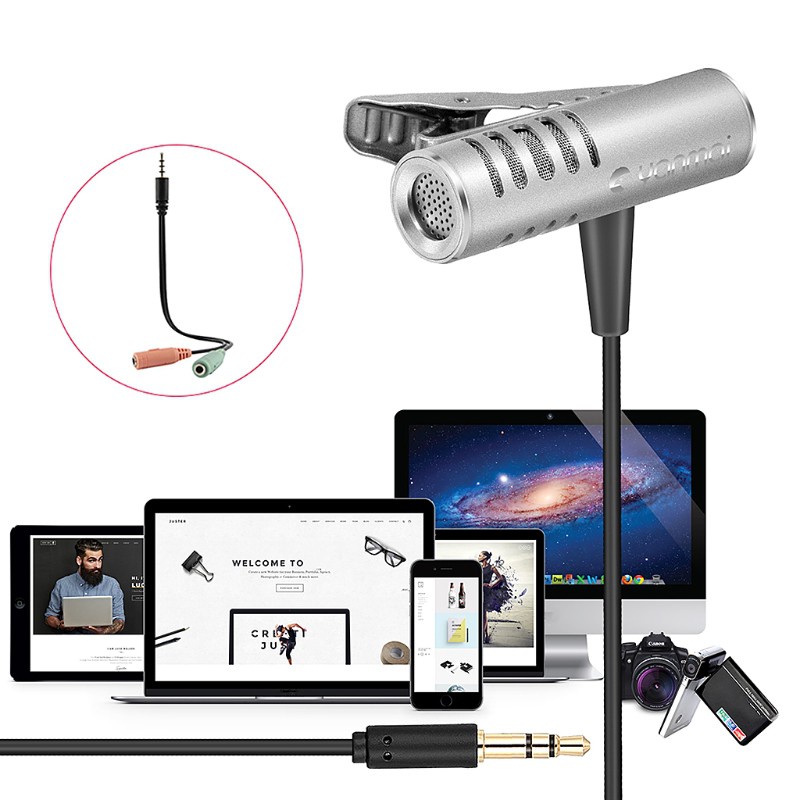 LIDU1  Yanmai R933 Lavalier Omnidirectional Condenser Microphone For PC Phone Camera