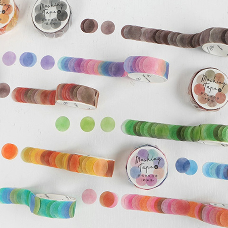 Set 100 băng keo dán chấm bi nhiều màu sắc