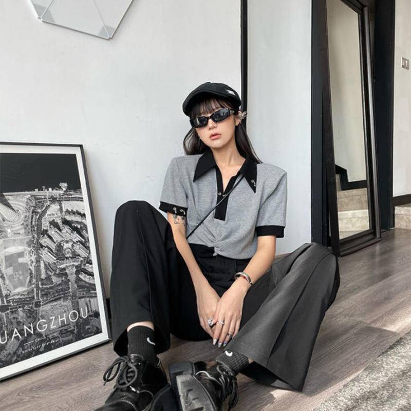 Áo Thun polo Ngắn Tay Phong Cách Hàn Quốc Cổ Điển Thời Trang Mùa Hè Dành Cho Nữ