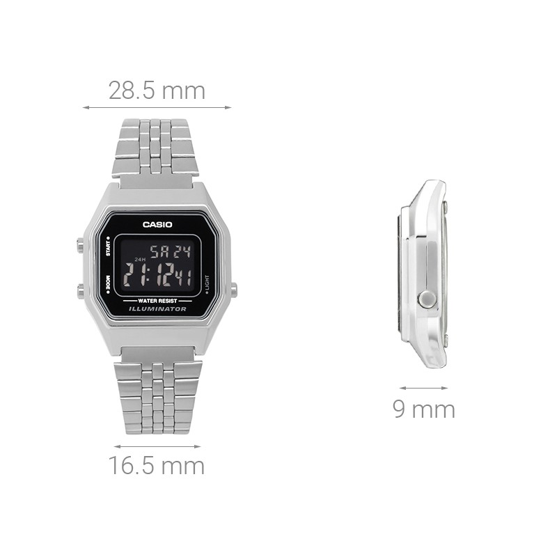 Đồng hồ nữ Casio LA680WA-1BDF 🔥 𝓢𝓲ê𝓾 𝓗𝓸𝓽 🔥 Cam Kết Hàng Chính Hãng 🔥  Dây kim loại mạ bạc - Mặt đen Giá 🌟sɪêᴜ ᴄʜấᴛ 🌟