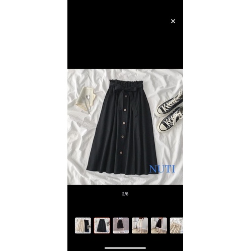 Chân váy dài Ulzzang lưng cao HQ - kèm nơ