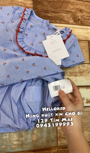 Áo váy cherry xanh
