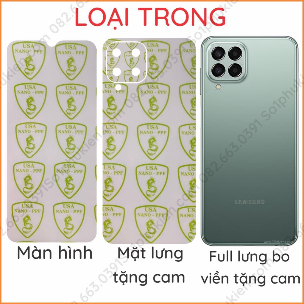 Dán PPF Samsung M33 5G / M53 5G trong, nhám cho camera, màn hình, mặt lưng, full lưng viền