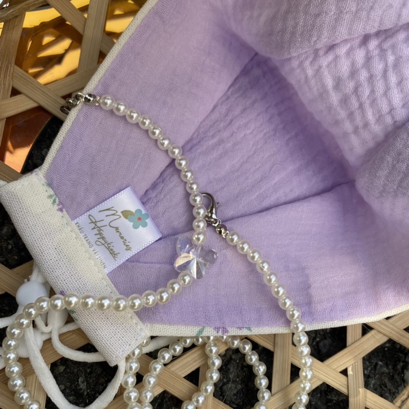 Khẩu trang vải linen lót vải xô muslin hoa nhí cho bé và người lớn ( ảnh chụp thật )