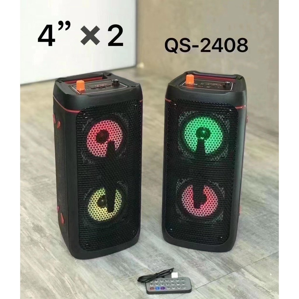 Loa bluetooth karaoke QS- 2408 loa không dây bass mạnh treble rời công suất lớn hỗ trợ thẻ nhớ usb