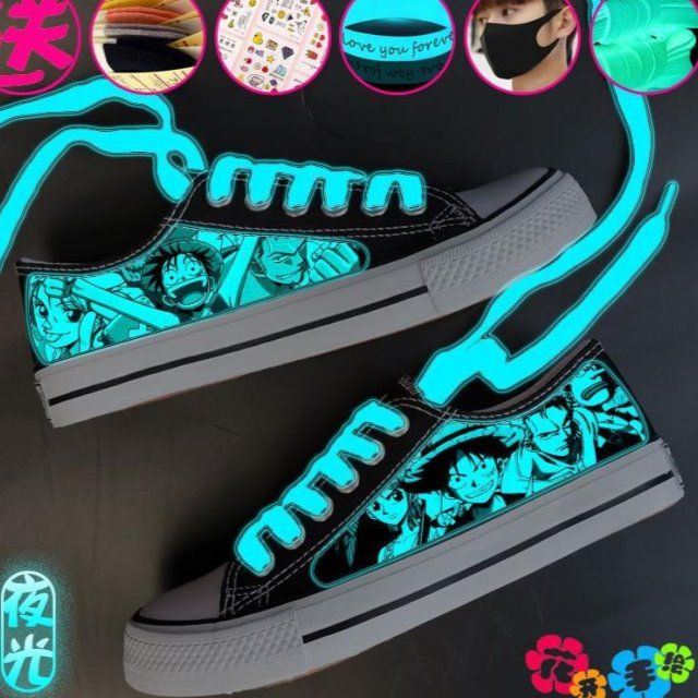 Giày Vải Học Sinh. Giày Thể Thao Canvas Cổ Thấp Dạ Quang Thoáng Khí In Hình Anime Naruto Mùa Thu Cho Nam