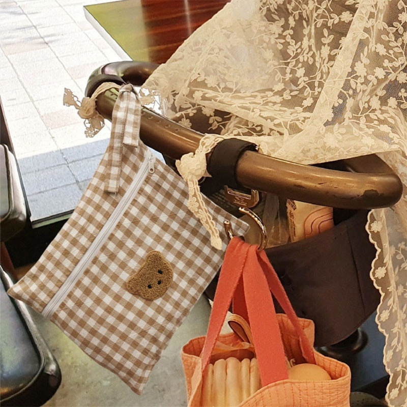 Túi Vải Đựng Bỉm Thêu Hình Gấu Dễ Thương