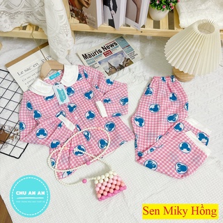 Bộ dài tay bé gái lụa mango cao cấp - bộ đồ ngủ pijama bé gái nhiều màu