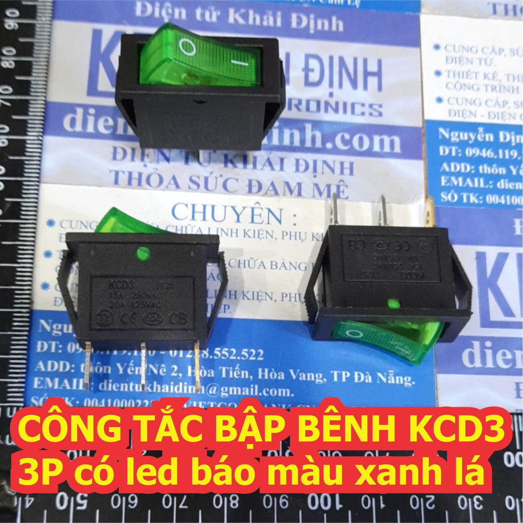 5 cái CÔNG TẮC BẬP BÊNH KCD3, 3P2T 3 chân 2 trạng thái, có led báo kde1958