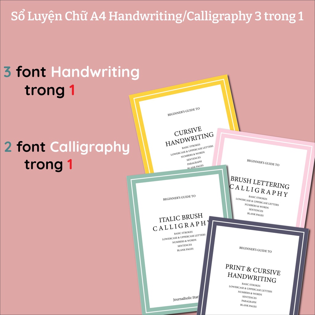 Sổ Luyện Chữ A4 Handwriting/Calligraphy 3 trong 1