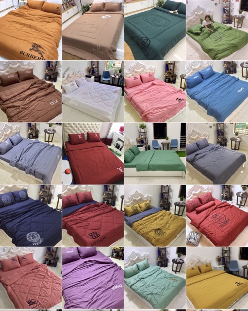 Bộ chăn hè ga gối Đũi mềm, mịn thêu thương hiệu. được chọn mẫu