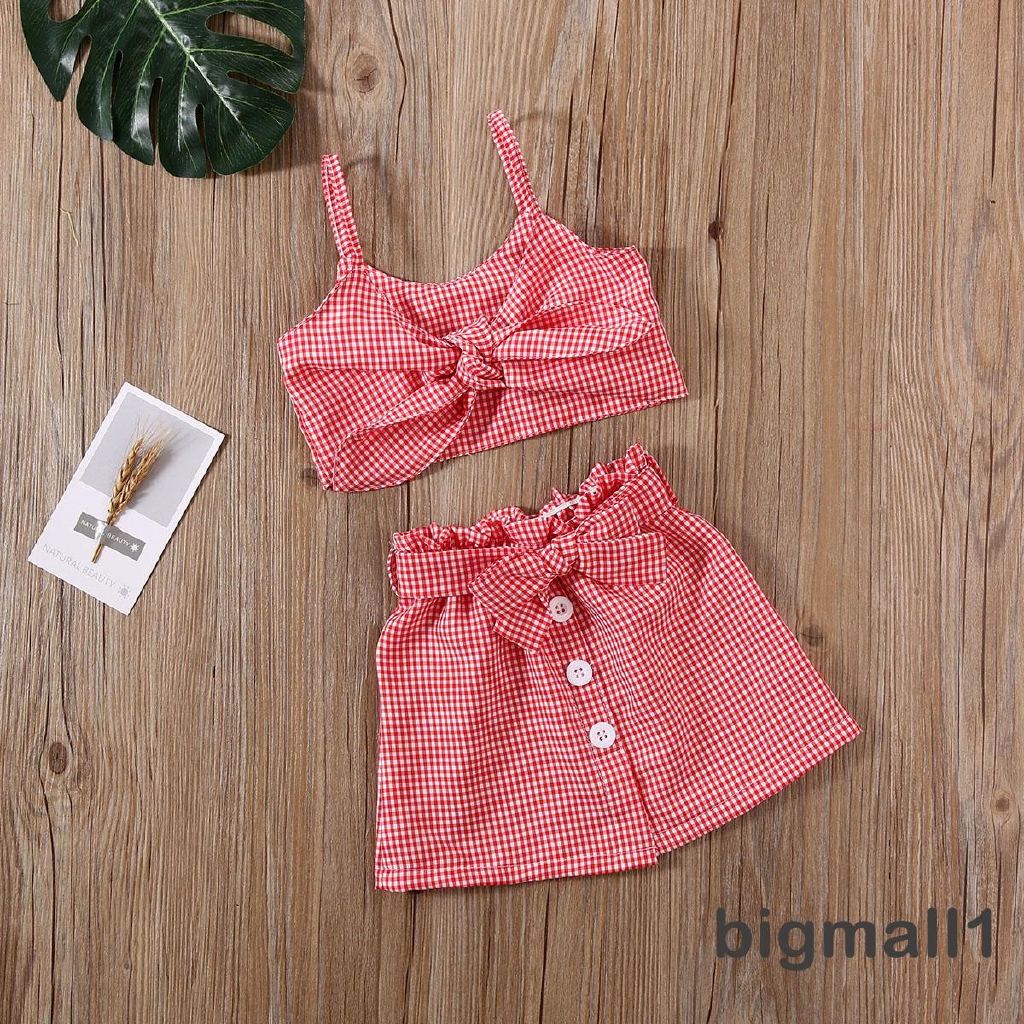 Set Áo 2 Dây Lửng+Chân Váy Chữ A Cho Bé Gái