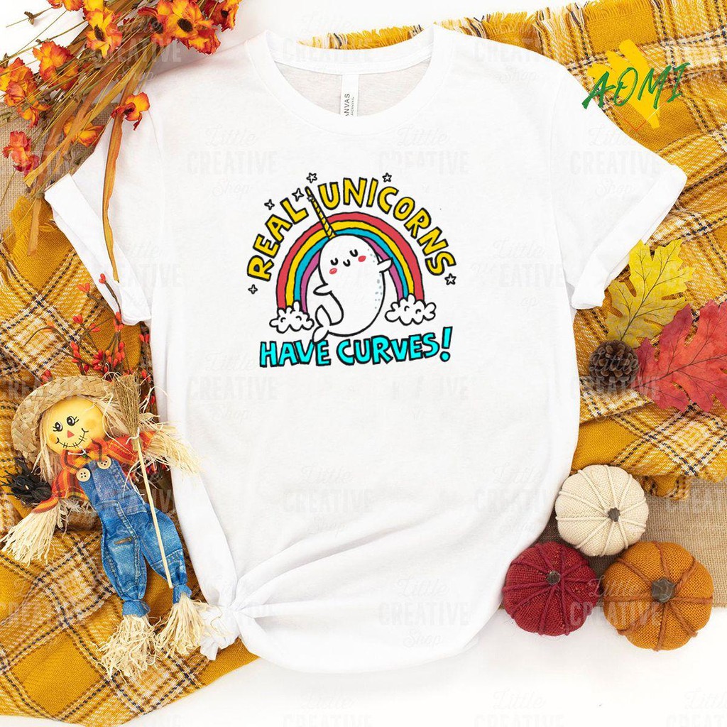 ÁO THUN UNISEX AOMI ĐẶC BIỆT UNICORN REAL HAVE CURVES TAY NGẮN TAY LỠ NAM NỮ AOMIVN THỜI TRANG