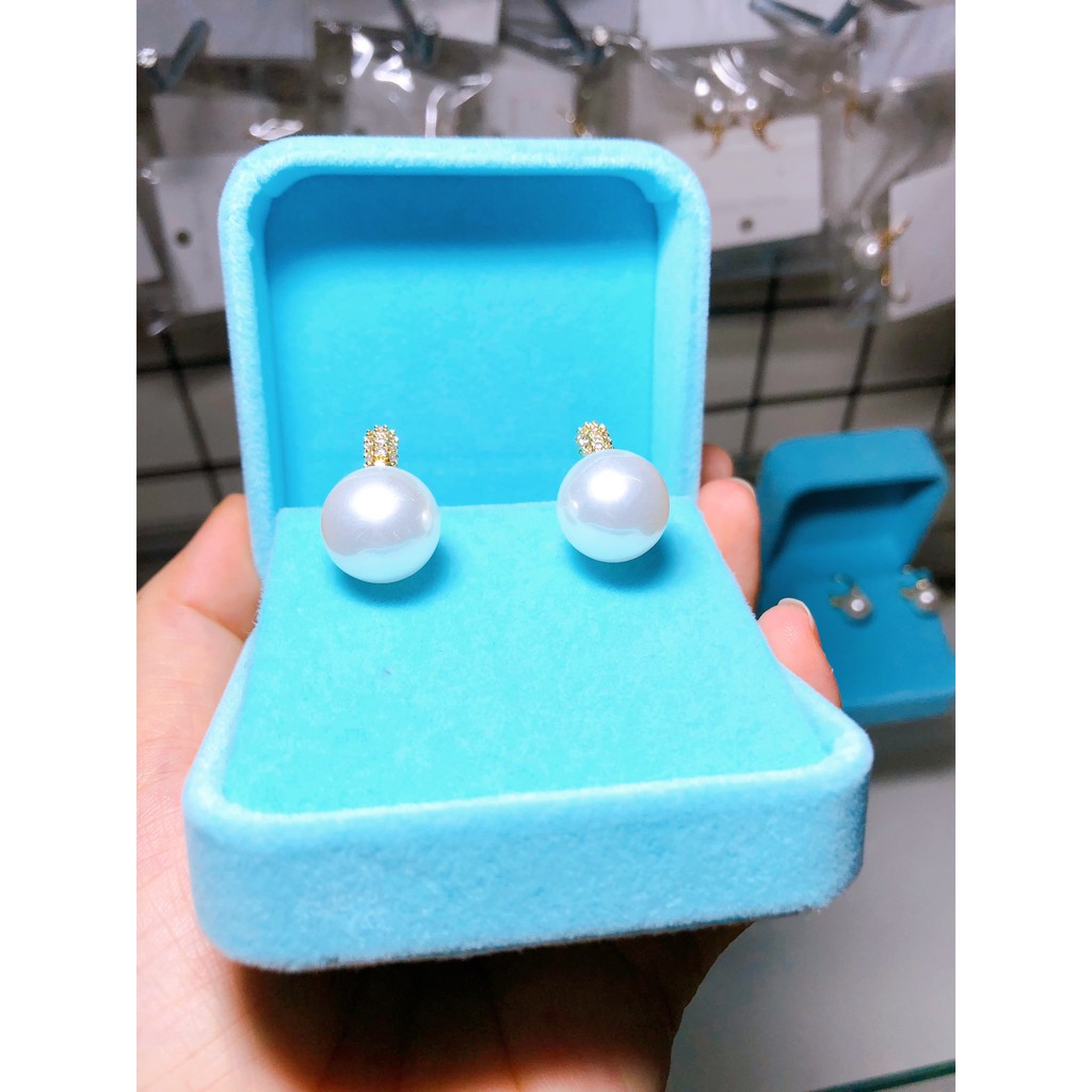 Bông tai ngọc trai nhân tạo 14mm, khóa chốt mạ bạc 925, mạ vàng 10k, thiết kế mới của năm 2021