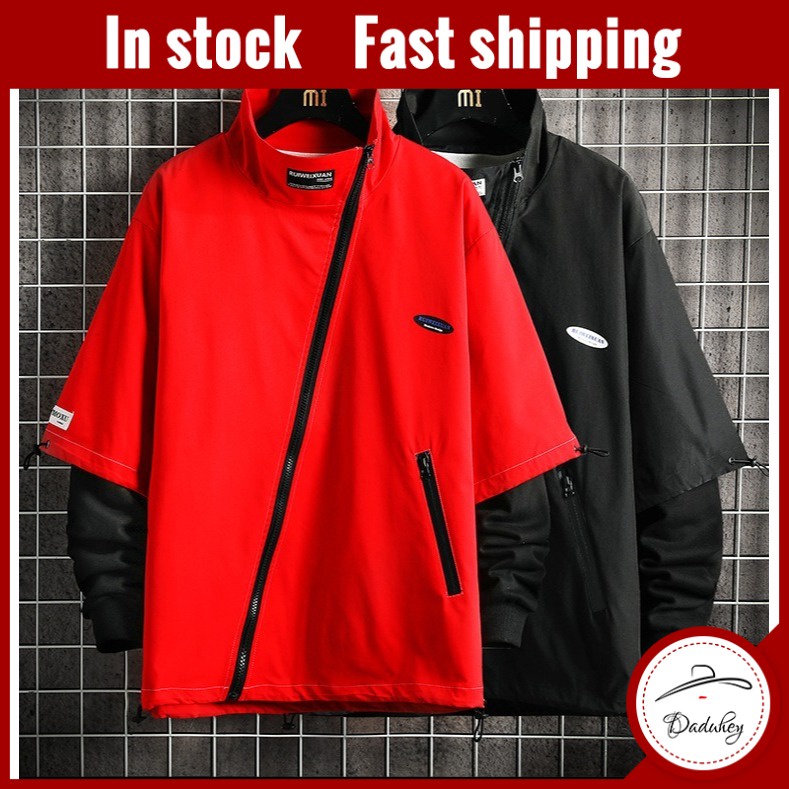 DaDuHey🔥 Men's 2022 New Oblique Zipper Stand-up Collar Jacket Korean Fashion Loose OverSize Top