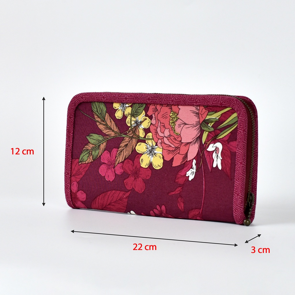 Ví kéo khoá dài ví cầm tay vải hoa khâu tay thủ công cao cấp VÍ PLUTO - TOMATO HANDMADE