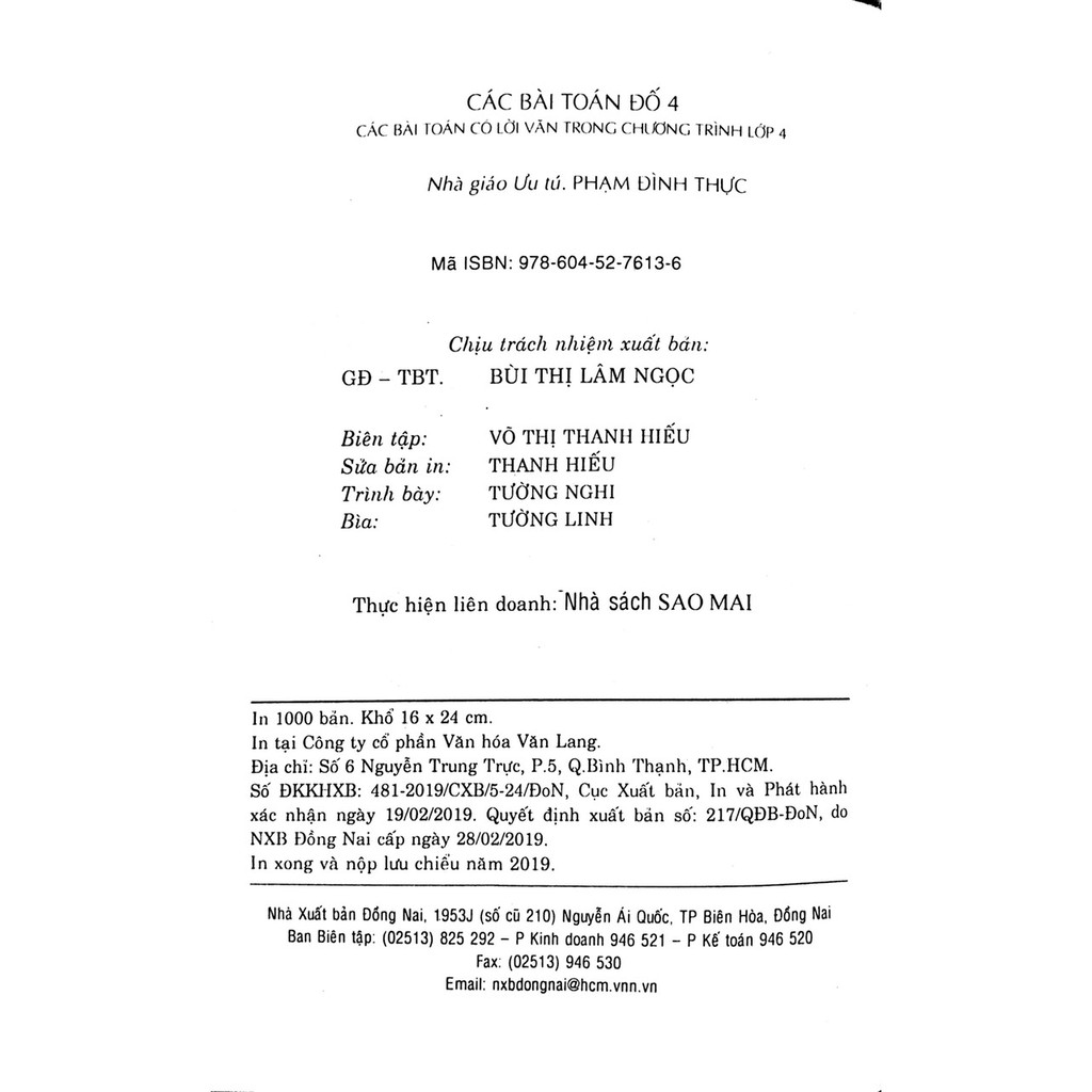 Sách - Các Bài Toán Đố Lớp 4