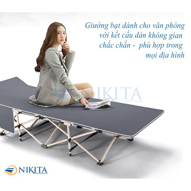 [XẢ KHO 3 NGÀY] Giường gấp du lịch Nikita TT01 - Tải trọng 90kg (BH 6 tháng)- TẶNG gối siêu nhẹ