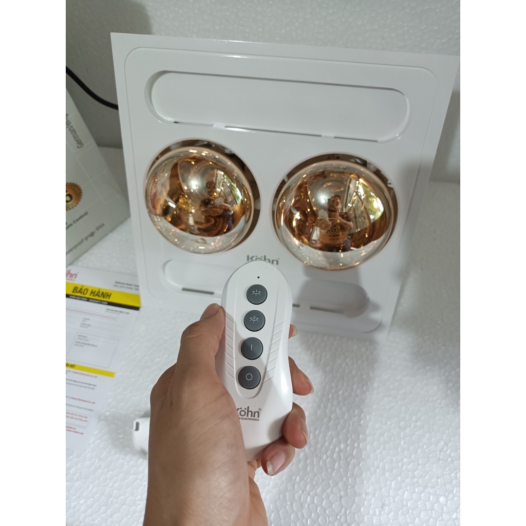 Đèn sưởi nhà tắm 2 bóng lắp đặt âm trần Kohn BK-03GR bảo hành 5 năm
