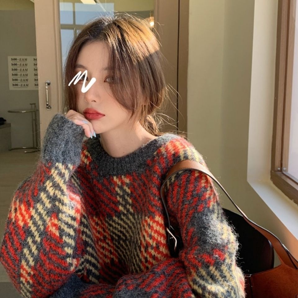 [spot] Thicker version[Phiên Bản Hàn Quốc] Áo sweater Dệt Kim Dài Vừa Dày Dáng Rộng 2 Màu Có Sẵn