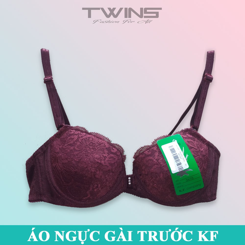 Áo ngực nữ ren cài trước nâng ngực Kung Fung  có gọng mút mỏng cúp xéo size 34-36-38