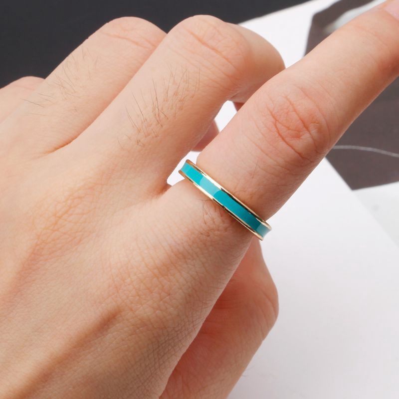 Chiếc nhẫn bản ARIN tráng men màu trắng/hồng/vàng thời trang cho nữ