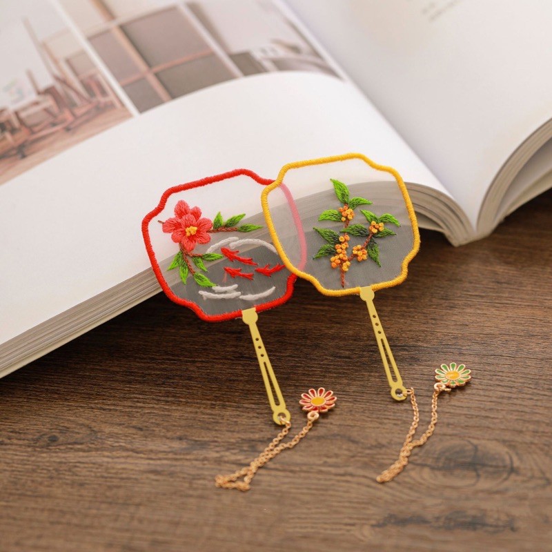 Bộ Kit nguyên liệu thêu Bookmark cổ phong xinh xắn quà tặng handmade đọc sách decor trang trí thủ công vintage lenmade