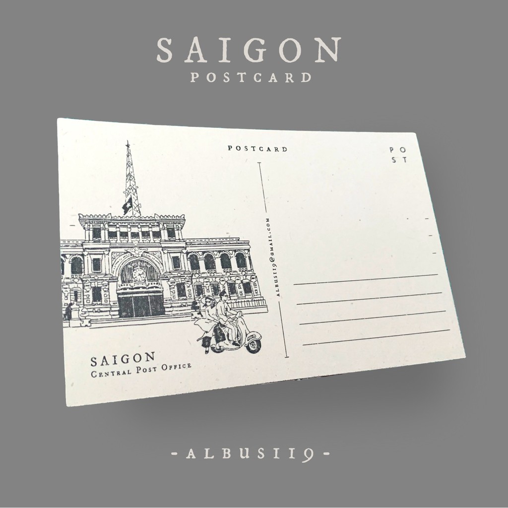 Postcard Saigon | Bưu Thiếp chủ đề Sài Gòn giấy dày [HÀNG THIẾT KẾ] | Zip A1