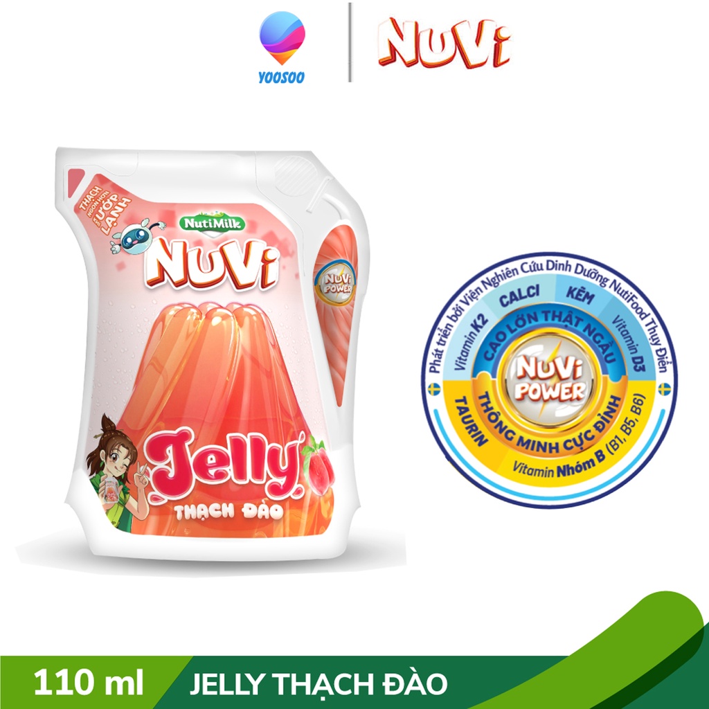 Thùng 24 Túi Sữa Tươi Lúa Mạch Vị Cacao/ Cam/ Dâu/ Nho/ Jelly Thạch Đào/ Nho NUVI POWER - YOOSOO MALL