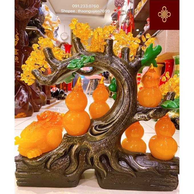 Tượng Ngũ hồ lô phong thuỷ cây t.a vàng