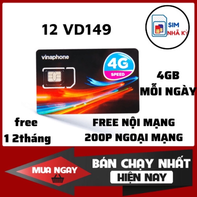 sim 4g vinaphone gói cước 12 vd149