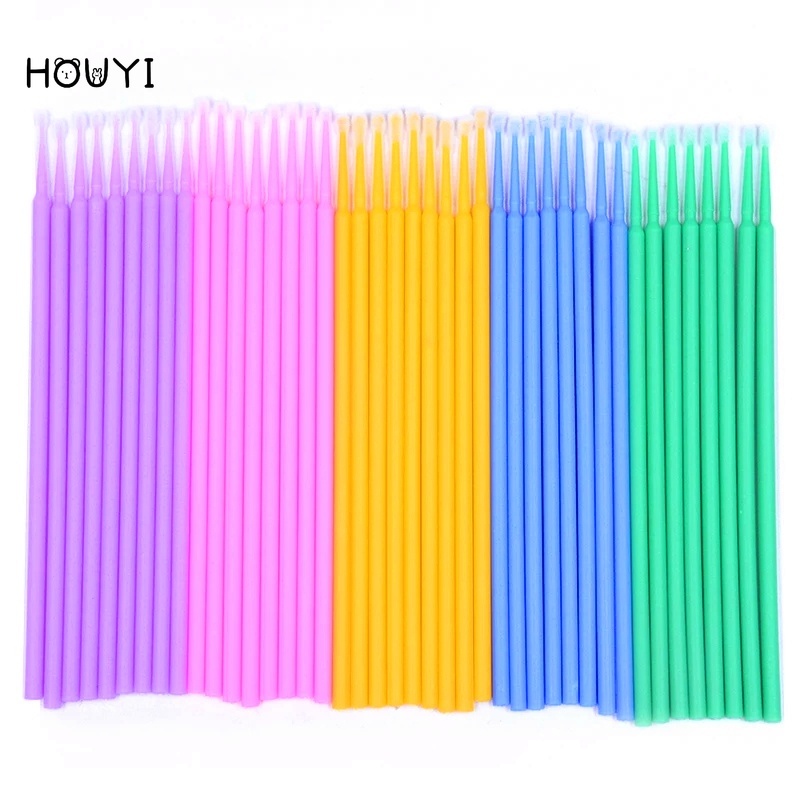 Set 100 Tăm Bông Cotton Mini Nhiều Màu Làm Sạch Lông Mi/Trang Điểm Nối Mi Dùng Một Lần