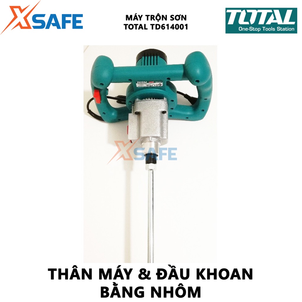 Máy trộn sơn TOTAL TD614001 công suất 1400W, khớp nối M14, đầu chân máy bằng nhôm, kèm cần trộn 120mm - chính hãng