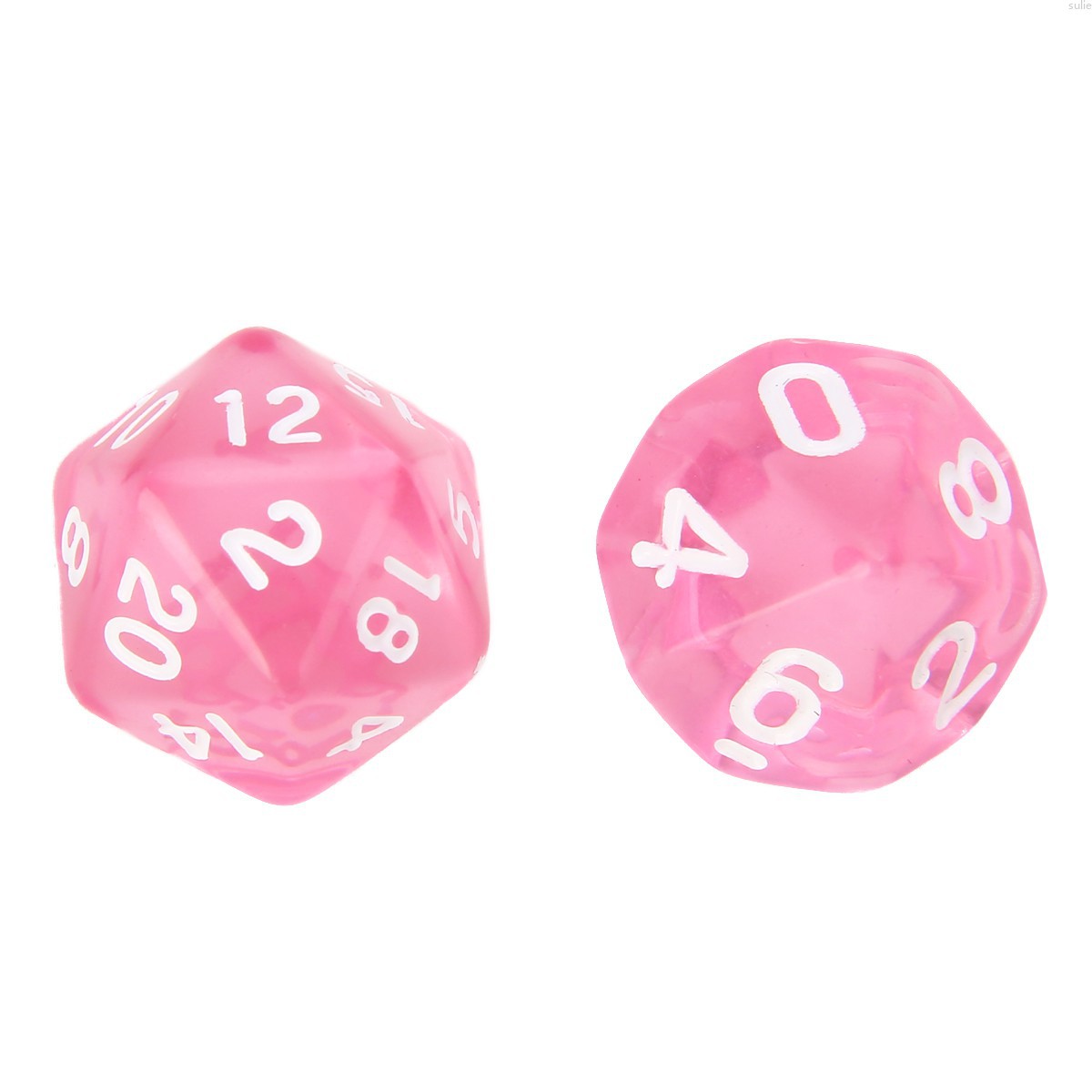 7 Xúc Xắc Đa Diện Dnd Rpg D4-D20 Màu Hồng Trong Suốt