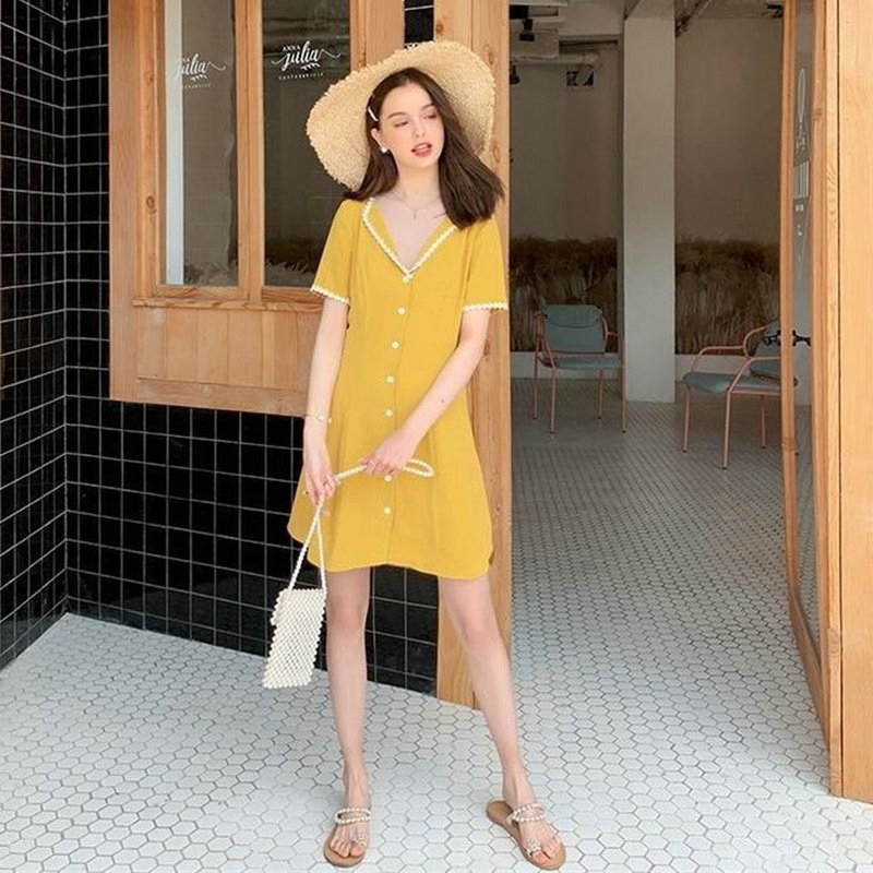 NRVP Đầm xuân hè phong cách Hàn Quốc dáng rộng hợp thời trang cho nữ