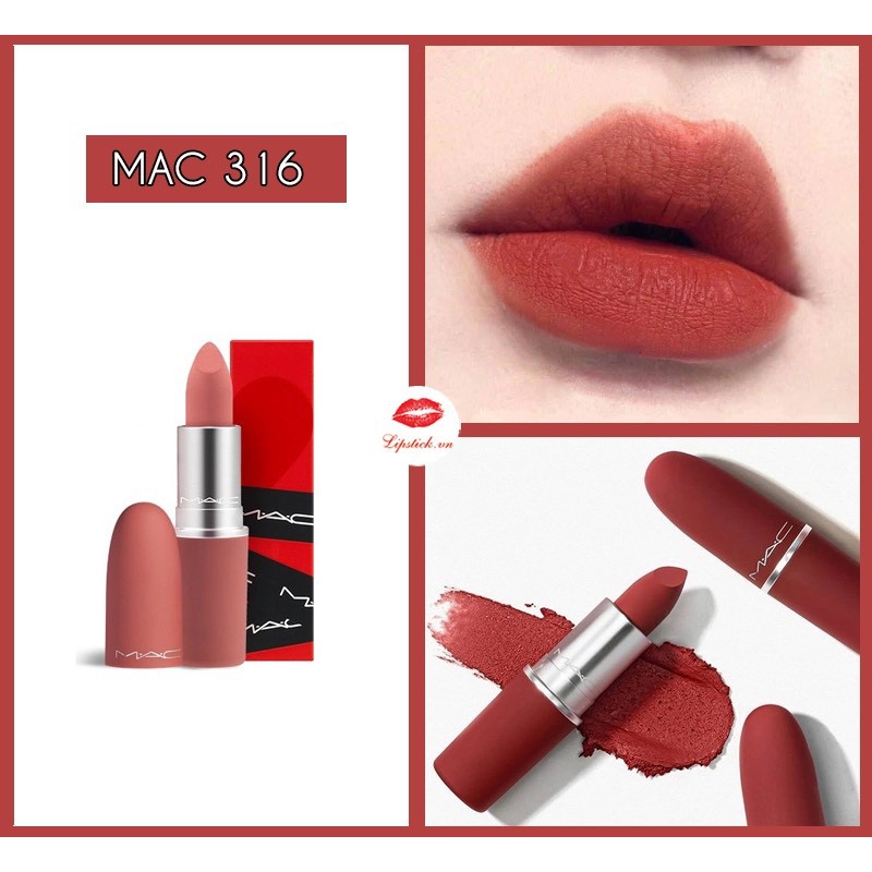 Son Mac Chính Hãng, Son Mac Limited Powder Kiss Lipstick, Rettro Matte Full Size 3g đủ màu có bill