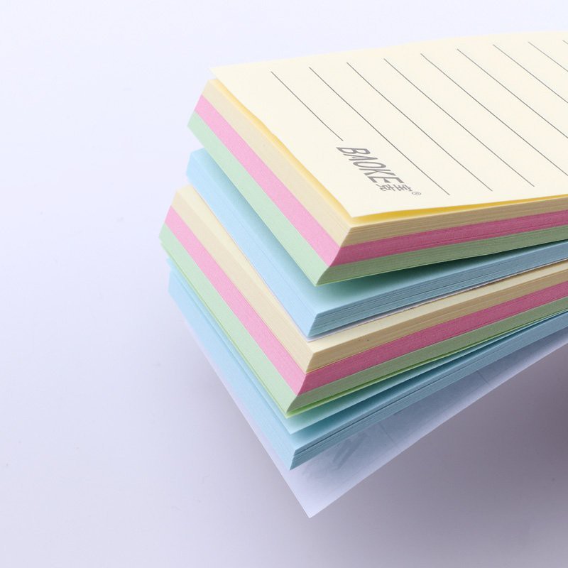 100 tờ Giấy nhớ - giấy note bám dính tốt có dòng kẻ Baoke -TZ6003, 102mm x 153mm, 4 màu/Tập