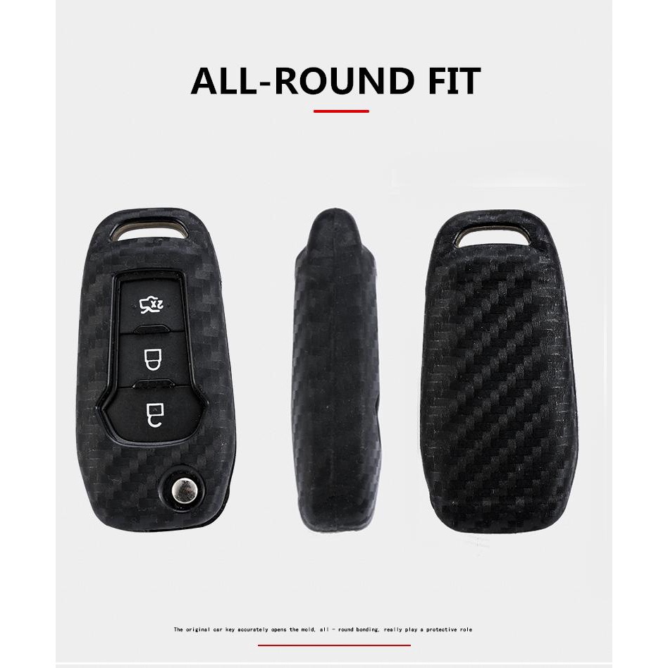 Vỏ Bọc Chìa Khóa Bằng Silica Gel Sợi Carbon Cho Ford Focus Everest Explorer Edge Kuga Ford Ranger / Everest / EcoSport Ford Focus 2 3 Mk2 Mk3 Fiesta Ranger Mondeo Mk4 Fusion