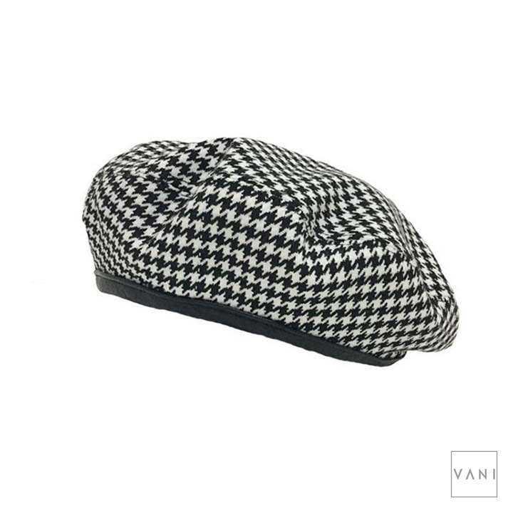 Nón Beret Mũ Nồi Họa Tiết Caro Nhỏ Houndstooth - Vani Store