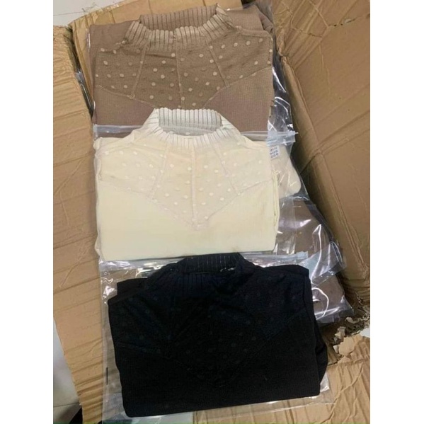 Áo len giữ nhiệt nữ cổ và tay phối ren chất len tăm đanh mịn cực chất tại CHIPNOIY SHOP