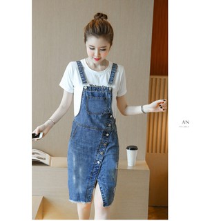 Yếm Váy Jean Phối Nút Xẻ Trước Cá Tính D752 KHÔNG KÈM ÁO THUN