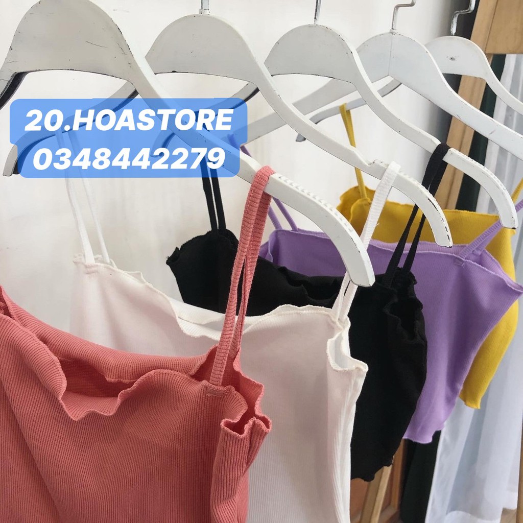 ÁO 2 DÂY LEN TĂM VIỀN BÈO VÀNG TÍM HỒNG ĐEN TRẮNG - CROPTOP CUỐN BIÊN ULZZANG | BigBuy360 - bigbuy360.vn